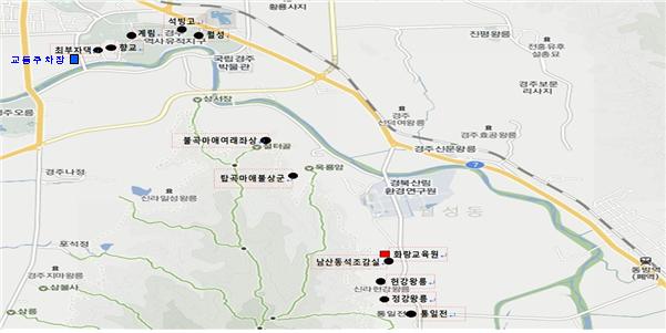 제1코스:불국토 남산 체험학습경로 지도