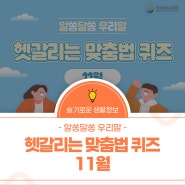 알쏭달쏭 우리말 - 헷갈리는 맞춤법 퀴즈 [11월]