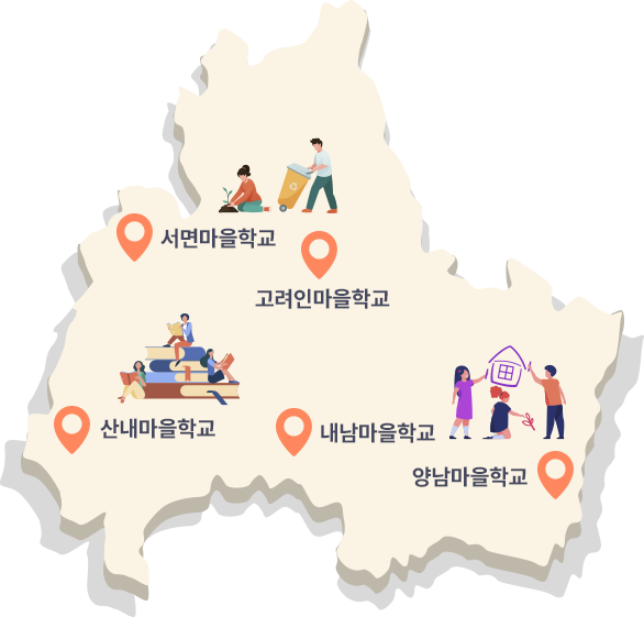 마을자원 지도검색 이미지링크(경주환경마을학교, 경주인문학마을학교, 경주예술마을학교)