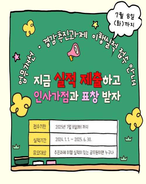 2024년 업무개선 경감추진과제 이행실적 접수 안내 팝업